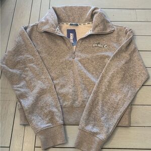 PRINCE | Women's Gray Grey cropped  Quarter-Zip Top hoodie sweatshirt Sz Medium